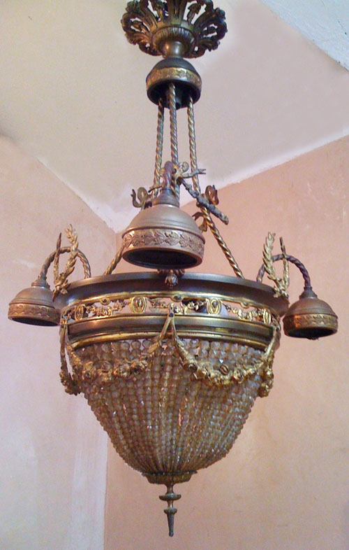 old french brass and crystal chandelier
